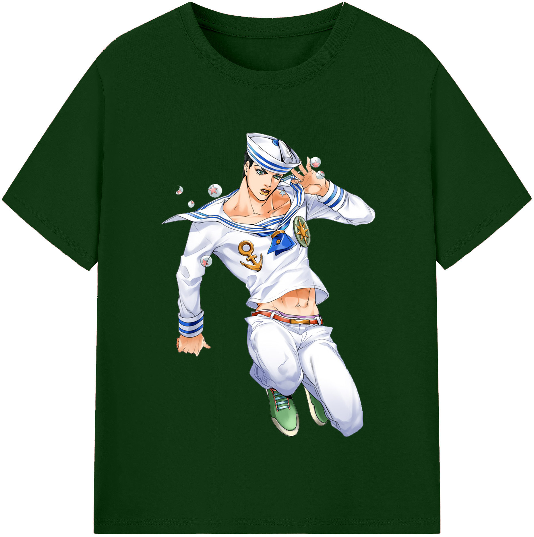 （画像用） ジョジョの奇妙な冒険 東方定助 JoJo's Bizarre Adventure Higashikata Josuke 綿100％半袖Tシャツ（フロントプリント）